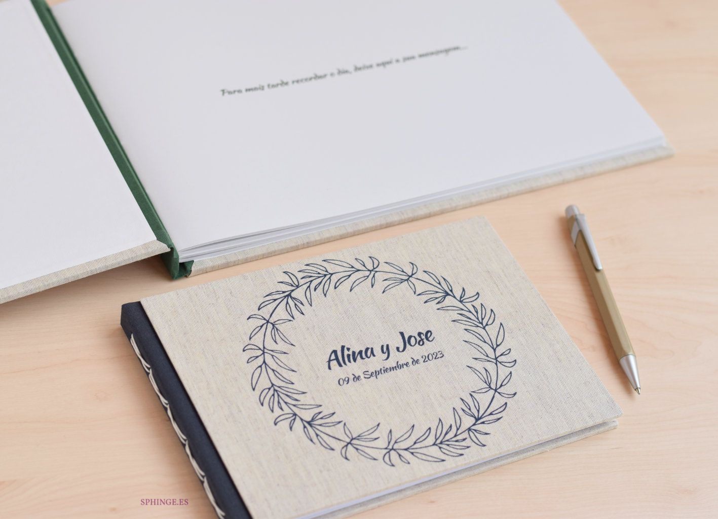 Libro de firmas corona vegetal A5 A4 | Personalizado | 40 hojas | Papel 120g - Imagen 5