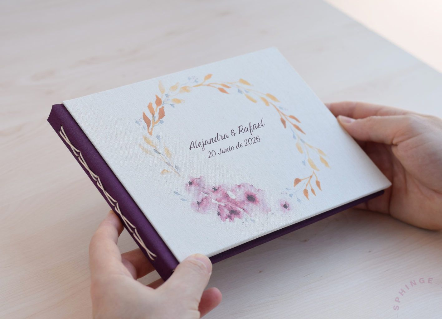Libro de firmas corona flores A5 A4 | Personalizado | 40 hojas | Papel 120g - Imagen 2