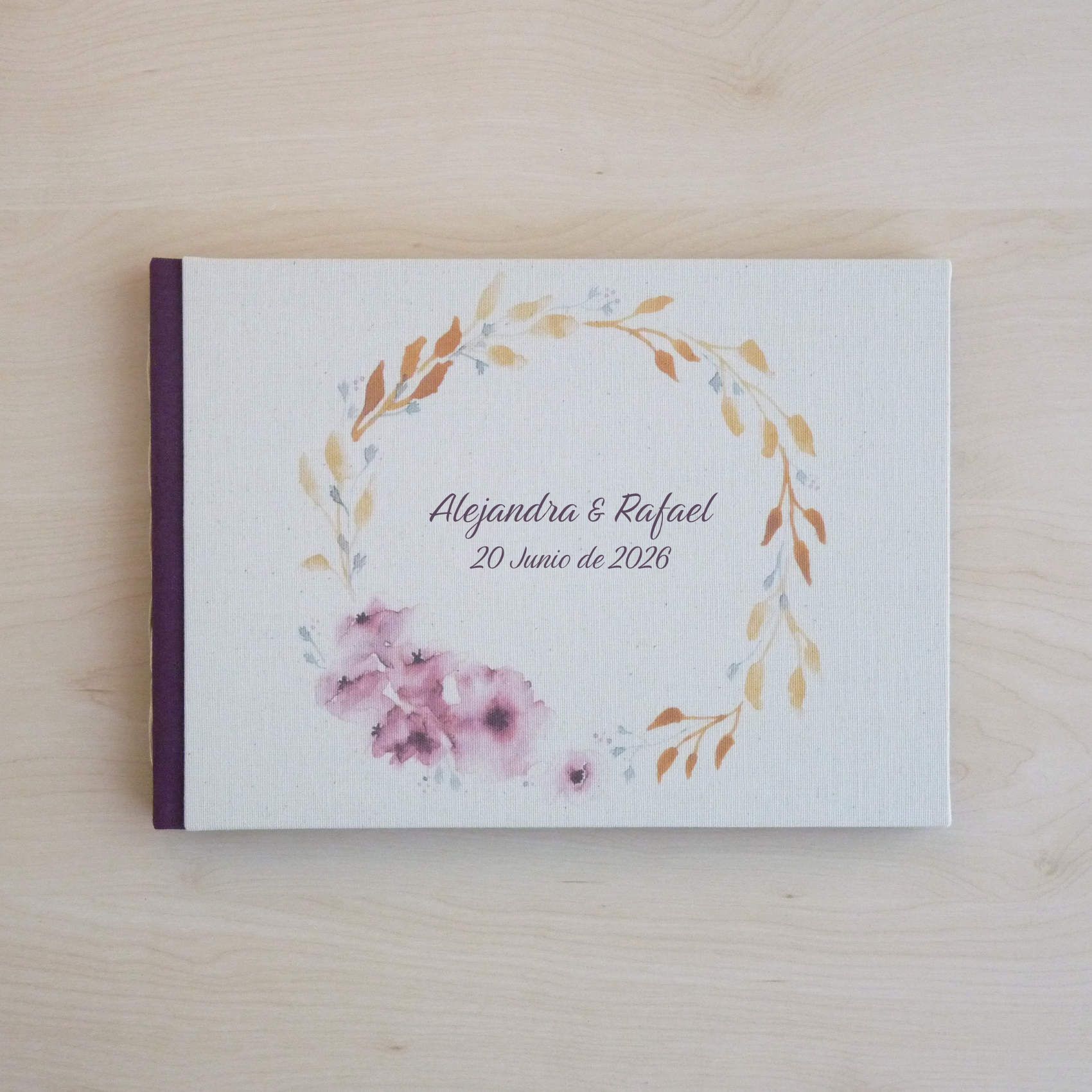Libro de firmas corona flores A5 A4 | Personalizado | 40 hojas | Papel 120g
