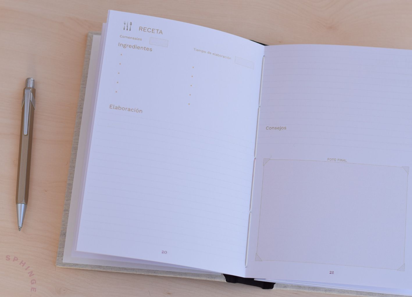 Libro de recetas personalizado para pegar fotos | Costura vista | 80 hojas | A5 - Imagen 10