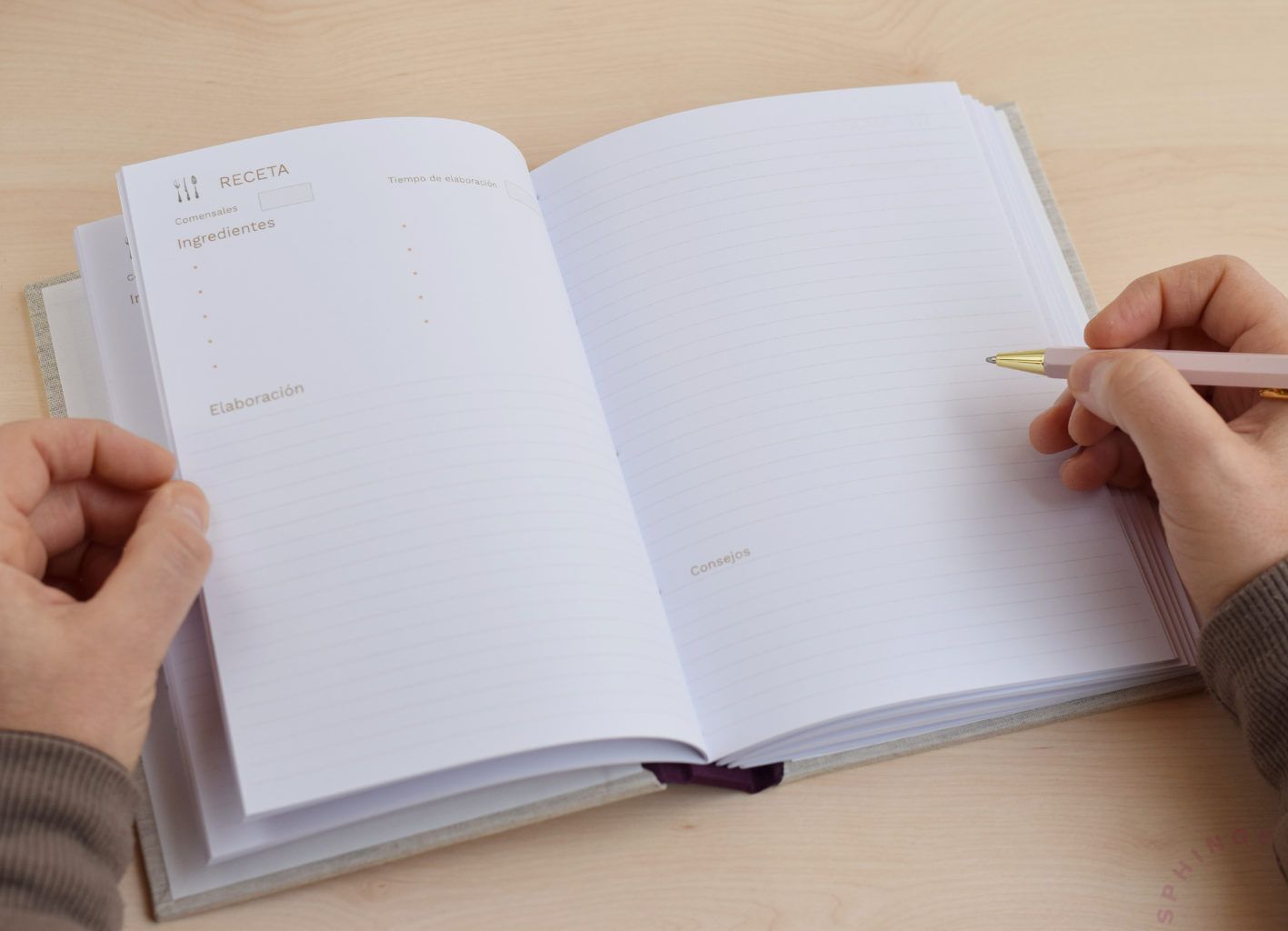 Libro de recetas personalizado para pegar fotos | Costura vista | 80 hojas | A5 - Imagen 9