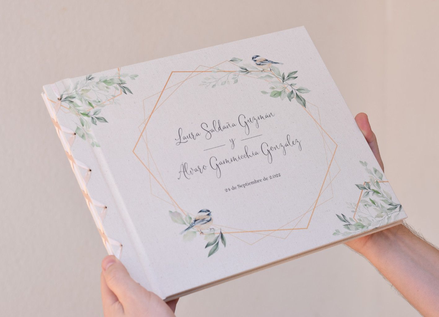 Encuadernación personalizada - artesanal - libro de firmas invitados testigos boda visitas - sphinge 2