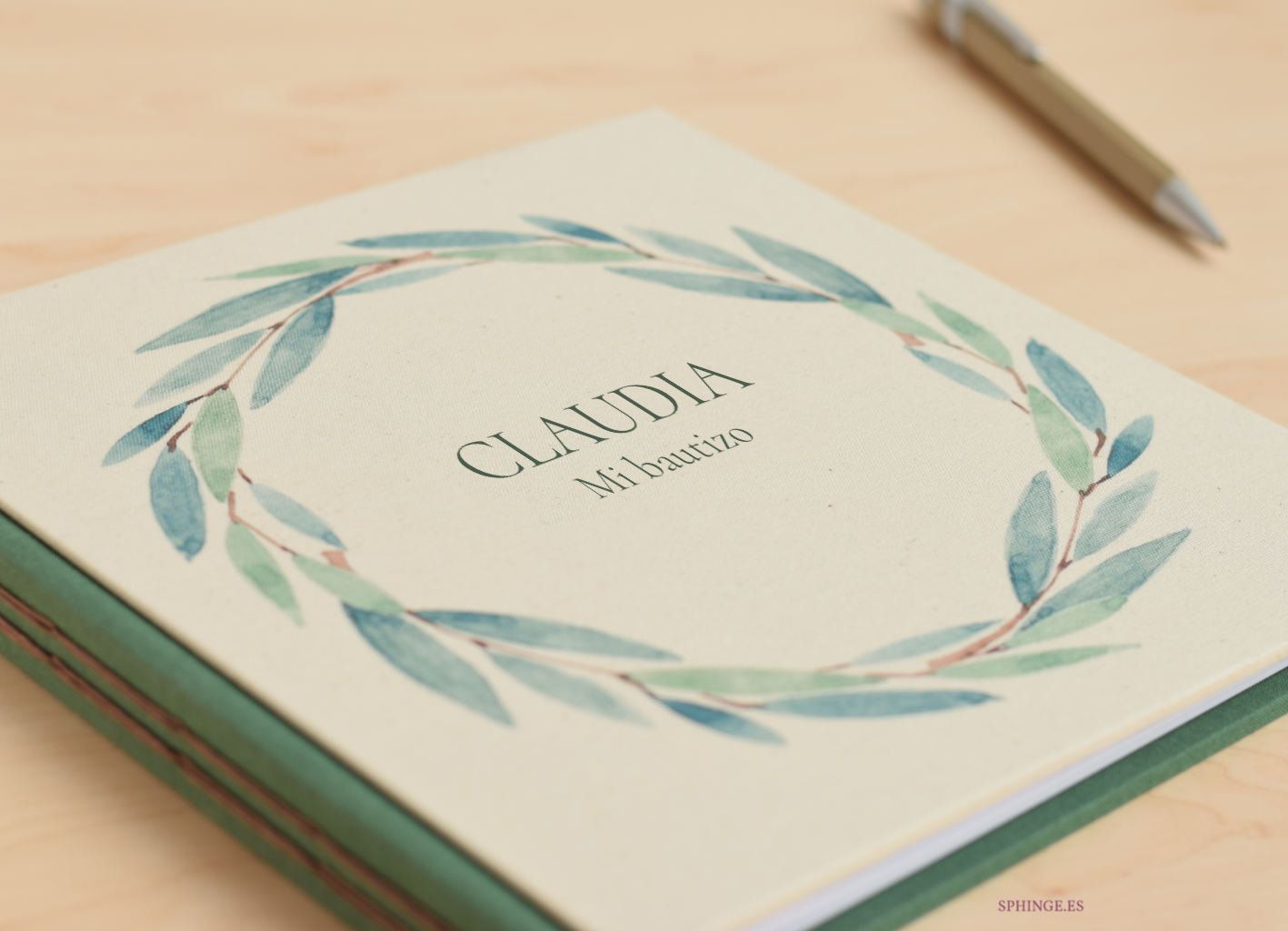 Cuaderno corona olivo personalizado | Libro de firmas | 40 hojas | 22x22 - Imagen 5