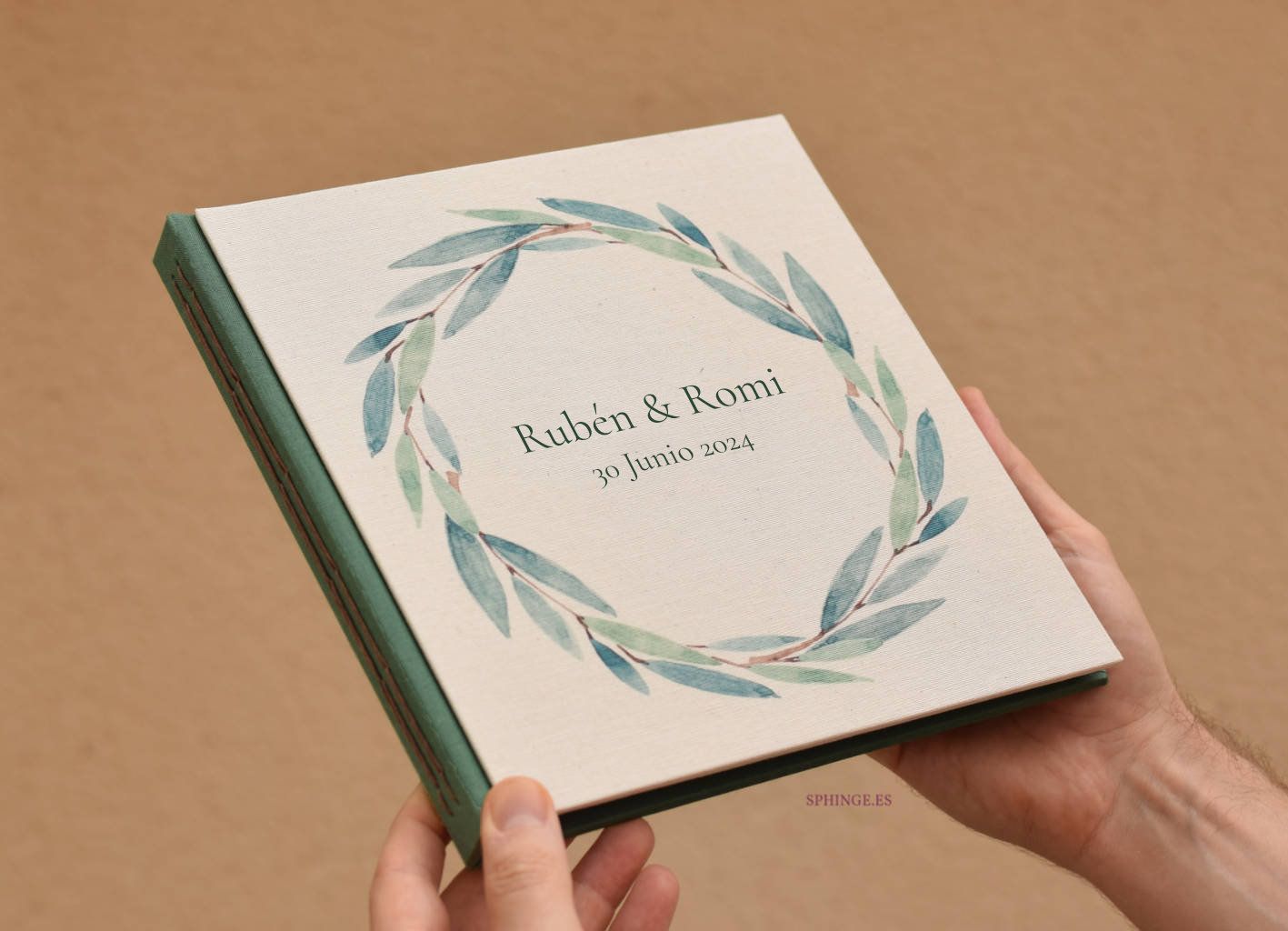 Cuaderno corona olivo personalizado | Libro de firmas | 40 hojas | 22x22 - Imagen 6