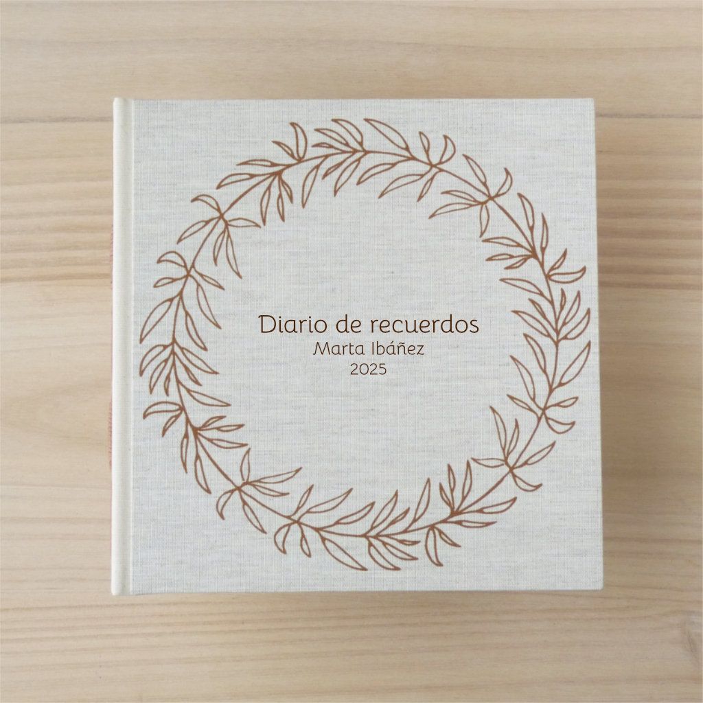 Cuaderno orla vegetal personalizado | 40 hojas papel blanco o reciclado | 22x22