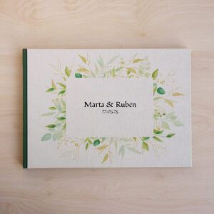 Libro de firmas hojas verdes A5 A4 | Personalizado | 40 hojas | Papel blanco